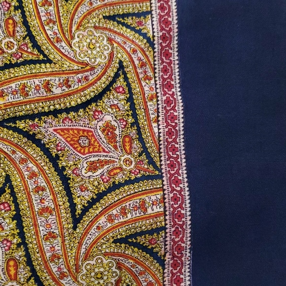 Holliday & Brown Vintage Paisley Patterned Scarf w/Navy Border Sz 11.25"W X 54"L - Picture 6 of 9